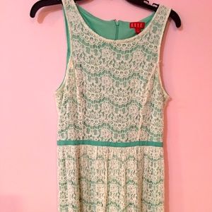 Elle Green and White Lace dress